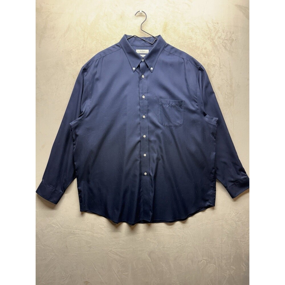 Turnbury Mens Dress Shirt XXL Navy Blue Non Iron Button Down Long Sleeve Pocket